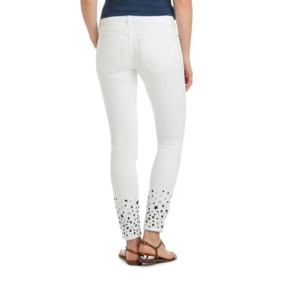 Vineyard Vines White Skinny Jeans with Embroidered Stars ~ Sz 00 💫 - Picture 2 of 5
